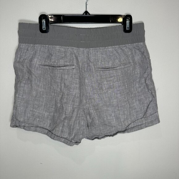 Athleta Cabo Linen Shorts Womens 8 Gray Pull On Drawstring Casual Vacation Beach - Picture 5 of 8
